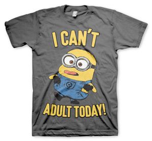 Minions - I Can't Adult Today T-Shirt - Medium - DarkGrey