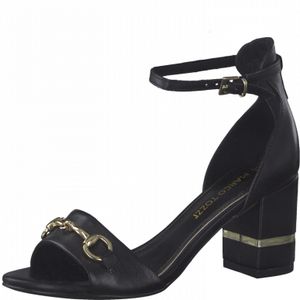 MARCO TOZZI Damen Leder Sandaletten Schnalle glamourös 2-28306-28, Größe:39 EU, Farbe:Schwarz
