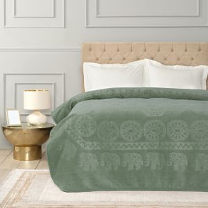 Karaca Home Elephant Khaki Doppel Soft Embosy Decke, 100% Polyester, Doppel Decke 200 cm x 220 cm, Oberbett für Winter, Flexible, Stilvollen Mustern, Komfort