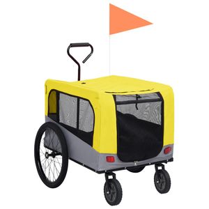 vidaXL Prívesný vozík za bicykel a jogger 2 v 1 pre domácich miláčikov žltá a sivá