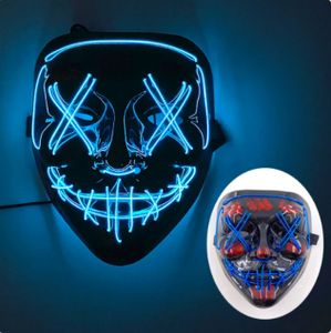 15 x Halloween-MaskeCosplay Mit 3 verschiedenen Farbtypen Halloween Purge Maske Leuchtende Neon-LED-Maske Masque Masquerade Party Masken blinken im Dunkeln Kostümzubehör