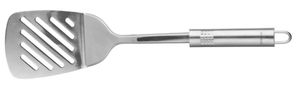 Fackelmann Schlitzwender 33 cm OVALGRIFF, praktischer Pfannenwender aus Edelstahl mit ergonomischem Griff, Küchenhelfer zum Kochen (Farbe: Silber), Menge: 1 Stück