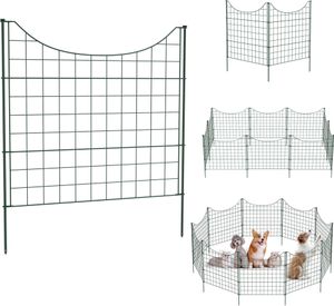 LARS360 Teichzaun Steckzaun Underbogen für hunde Gartenzaun 5 Zaunelemente & 6 Befestigungsstäben Zaun für hunde Gitterzaun Zaun zum stecken