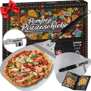 Heidenfeld Pizzaschieber Pompeji - Klappbar - Faltbare Aluminium Pizzaschaufel - Mit TPR-Griff