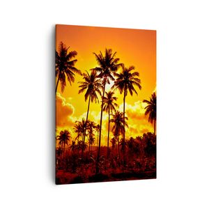Bild auf Leinwand - Leinwandbild - Einteilig - Palmen Bäume Sonne - 50x70cm - Wand Bild - Wanddeko - Wandbilder - Leinwanddruck - Wanddekoration - Leinwand bilder - Wandbild - PA50x70-0187