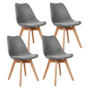 Supfine 4er Set Esszimmerstühle mit Massivholz Buche Bein,Gepolsterter Loungesessel,Skandinavisch Design,dunkelgrau