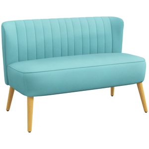 HOMCOM 2-Sitzer Stoffsofa Polstersofa Doppelsofa Sitzmöbel Loungesofa Holz Samtartiges Polyster Schaumstoff Grün 117 x 56,5 x 77 cm