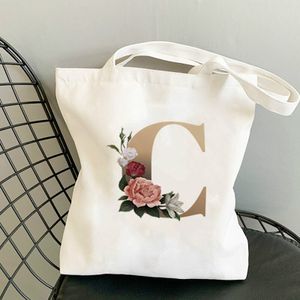 Einkaufstasche Anime Frauen Baumwolle auf dem Rahmen Shorts Taschen Papiereinkauf für Boutique Blume Brief Warenkorb Frau Bast Shopper mit