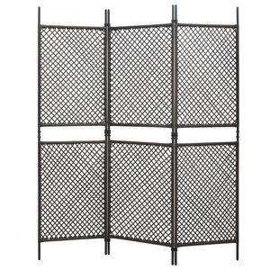 3-tlg. Raumteiler Poly Rattan Braun 180 x 200 cm, Raumteiler Modern Design DE