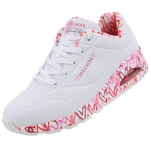 Skechers Damen Sneaker UNO LOVING LOVE Weiß/Pink/Rot, Schuhgröße:EUR 39
