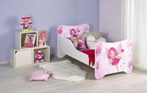 HALMAR Detská posteľ s roštom a matracom Happy Fairy - biela / kombinácia farieb