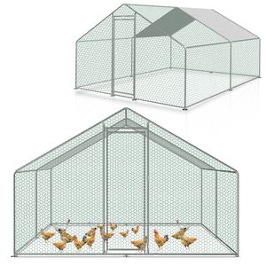 Yakimz 3x3x2m Hühnerstall Tiergehege Freilaufgehege Tierlaufstall mit PE-Schattendach, Verzinkter Stahlrahmen, Außenzaun Verwendet für Hühner, Geflügelställe, Kleintiere