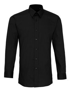 Premier Workwear Herren langarm Fitted Poplin Shirt Hemd PR204 black 42 (16H)