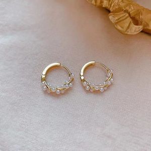 Perlenohrringe Sterling Silber Perlen Twist Creolen Ohrringe für Frauen (1 Paar) Gold