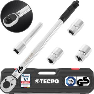 TECPO Drehmomentschlüssel 1/2 Zoll, 40-210 Nm + Stecknüsse 17-19-21 mm