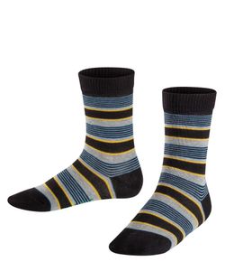 FALKE Mixed Stripe Kinder Socken, Größe:39-42, Farbe:black s