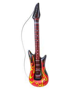 Aufblasbare Rock-Gitarre mit Flammen schwarz-rot-gelb 105cm