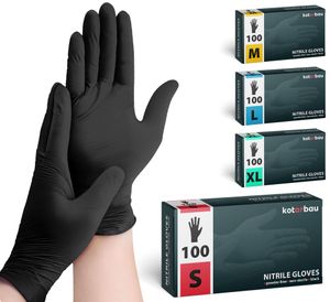 KOTARBAU® 100 kusů krabice jednorázové rukavice nitrilové rukavice jednorázové rukavice S černé rukavice jednorázové gumové rukavice ochranné rukavice dílenské příslušenství rukavice na vaření Rukavice na vaření