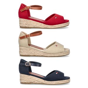 Tommy Hilfiger Mädchen Riemchen Sandalen - Rope Wedge Keil-Absatz Schuhe, Farbe:Rot, Schuhe NEU:EU 36