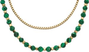 Fossil JA7246710 Damen Collier Messing Gold grün 46 cm