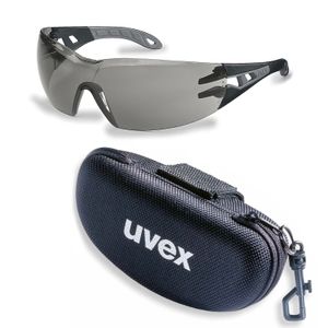 uvex Schutzbrille pheos supravision excellence schwarz/grau - grau + Brillenetui