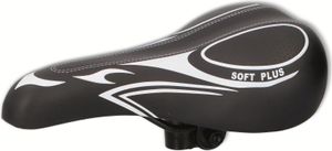Dunlop Mountainbike Sattel Fahrradsattel MTB Sattel aus Kunstleder inkl. Sattelstütze Schaumstofffüllung 27 x 16,5 x 9,6 CM Schwarz/Weiß