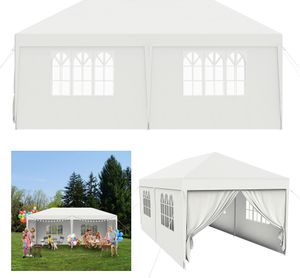 XMTECH Pawilon ogrodowy Namiot ogrodowy 3x6m Wodoodporny pawilon ogrodowy ze zdejmowanymi ścianami bocznymi i oknami Namiot imprezowy Namiot piwny Ochrona UV (biały)
