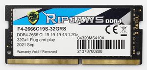 G.Skill RipJaws SO-DIMM 32GB, DDR4-2666 Arbeitsspeicher (F4-2666C19S-32GRS)
