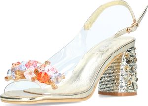 Misstyl by Laura Vita Damen Sandalette transparent mit Perlen besetzt MARLEN 02, Größe:39 EU, Farbe:Gold