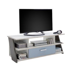 FMD Möbel NONA 5 TV/HiFi Element - Sandeiche /weiß/Lava/Denim - Maße: 135 cm x 51,6 cm x 50 cm; 814-005