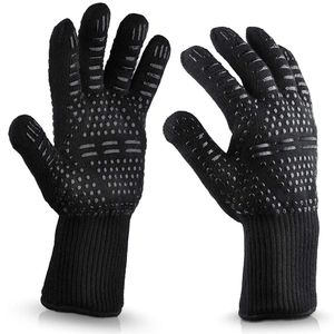 AVANA Grillhandschuhe Ofenhandschuhe Hitzebeständig bis zu 800 ° C, Backhandschuhe Topfhandschuhe BBQ Handschuhe Universalgröße - Schwarz