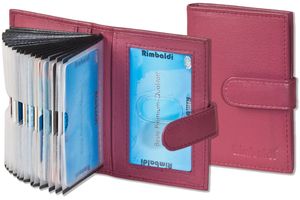 Rimbaldi® XXL-Kreditkartenetui mit 21 Kartenfächern aus weichem, naturbelassenem Rindsleder in Bordeaux
