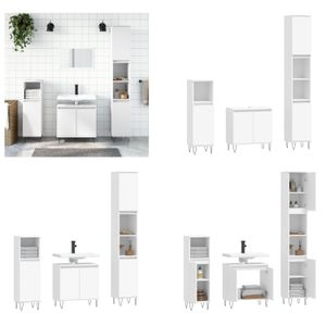 vidaXL 3 tlg. Badmöbel Set Weiß Holzwerkstoff - Badmöbel Set - Badmöbel Sets - Badezimmerschrank - Badezimmermöbel
