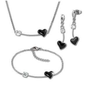 Amello Sada šperků z nerezové oceli náhrdelník, náramek a náušnice s keramickými zirkony ESSX40S