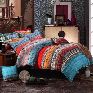 Bettwäscheset im Bohemian-Stil für Kingsize-Betten, 1 Bettbezug 135 cm x 200 cm und 1 Kissenbezug 80 cm x 80 cm, mit Reißverschluss, langlebig und atmungsaktiv.