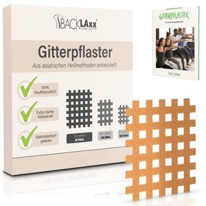 BACKLAxx® Gittertape - 40 Stück  Gitterpflaster Set in Größe Typ c - GRATIS umfangreiches eBook mit über 60 Anwendungsbeispielen