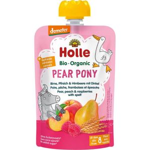 Holle Pear Pony Birne Pfirsich & Himbeere mit Dinkel -- 100g