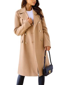 Frauen Langarm arbeiten Button Down Grabch Coat lose Windbreaker Einfarbig Winter, Farbe: Khaki, Größe: L
