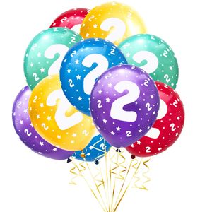 Oblique Unique Luftballon Set Zahl 2 für 2. Geburtstag Kindergeburtstag Party 10 Deko Ballons Geburtstagsdeko bunt
