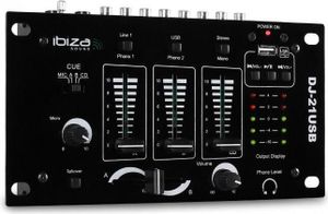 DJ-21 3/2-Kanal Mischpult Mixer USB Talkover Party