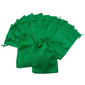 Oblique Unique 12 Jutebeutel mit Zugband Jute Säckchen Beutel Stoffbeutel für Geschenke als Deko Weihnachten grün