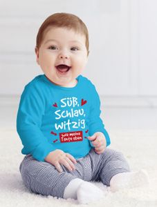 Baby Langarm-Shirt Tante Sprüche lustig Süß Schlau Witzig Wie meine Tante eben Babyshirt Jungen Mädchen Moonworks® türkis 92/98 (16-24-Monate)