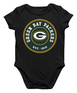 Green Bay Packers - American Football NFL Super Bowl Kurzarm Baby-Body, Schwarz, 3/6, Vorne