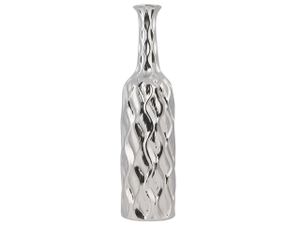 BELIANI Dekovase Silber 12 x 45 cm Steinzeug Flaschenform Unregelmäßige Form Elegant Modern