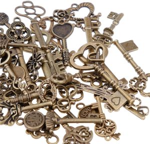 80er Vintage Deko Schlüssel Bronze Schlüssel Retro Anhänger für Halskette zum Herstellen von Schmuck, Basteln