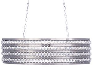 BELIANI Hängeleuchte Silber Metall 2-flammig ovaler Schirm mit Kristallen aus Acrylglas Moderner Glamouröser Stil für Wohn- Schlaf- und Esszimmer