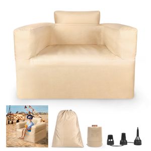 LZQ Aufblasbares Sofa Aufblasbare Liege Luftsofa mit Eingebauter Pumpe Aufblasbare Couch Camping Luftsessel für Drinnen Draußen (Einzelsofa)