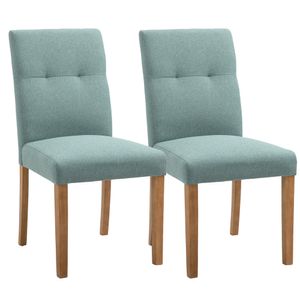 HOMCOM Jídelní židle sada 2 ks s polstrovaným sedákem plátno polyesterová tkanina pěnová guma dřevo zelená 50 x 62 x 96 cm