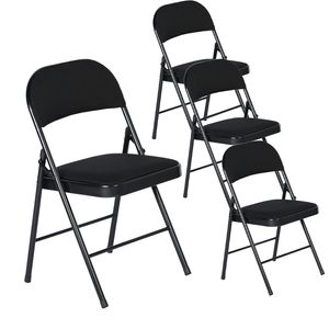 H.J WeDoo 4er Set Metall Klappstuhl mit gepolsterter Rückenlehne in schwarz - Klappbarer Gästestuhl mit Polster - Küchenstuhl Stuhl klappbar Konferenz