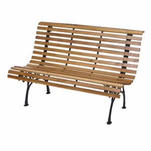 Záhradná lavička HWC-F97, lavička park lavička drevená lavička, 3-miestna liatina drevo 160cm 26kg ~ svetlo hnedá
